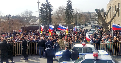 Акция в поддержку Кокойты. Цхинвал, 13 марта 2017 г. Фото Арсена Козаева для "Кавказского узла"