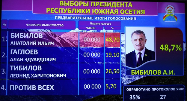 Данный ЦИК Южной Осетии после обработки 35 процентов голосов избирателей. Фото Алана Цхурбаева для "Кавказского узла"