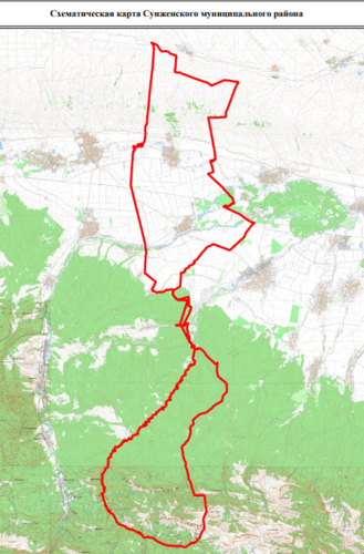 Границы Сунженского района Чечни. Иллюстрация с сайта районной администрации.