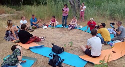 Участники палаточного лагеря в Волго-Ахтубинской пойме. Фото Татьяны Филимоновой для "Кавказского узла".