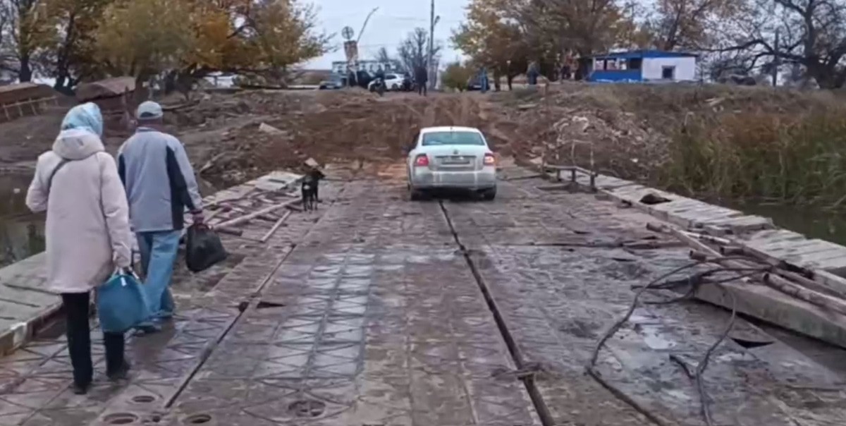 Мост через реку Большая Прорва. Кадр видео из телеграм-канала Руслана Бисенова https://t.me/ruslan_bisenov/5994